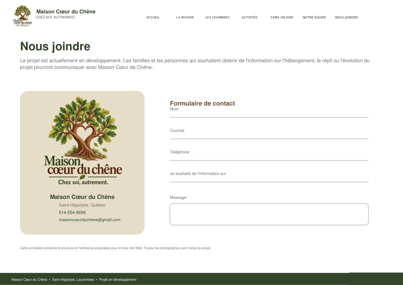 Nous joindre — Maison Cœur du Chêne